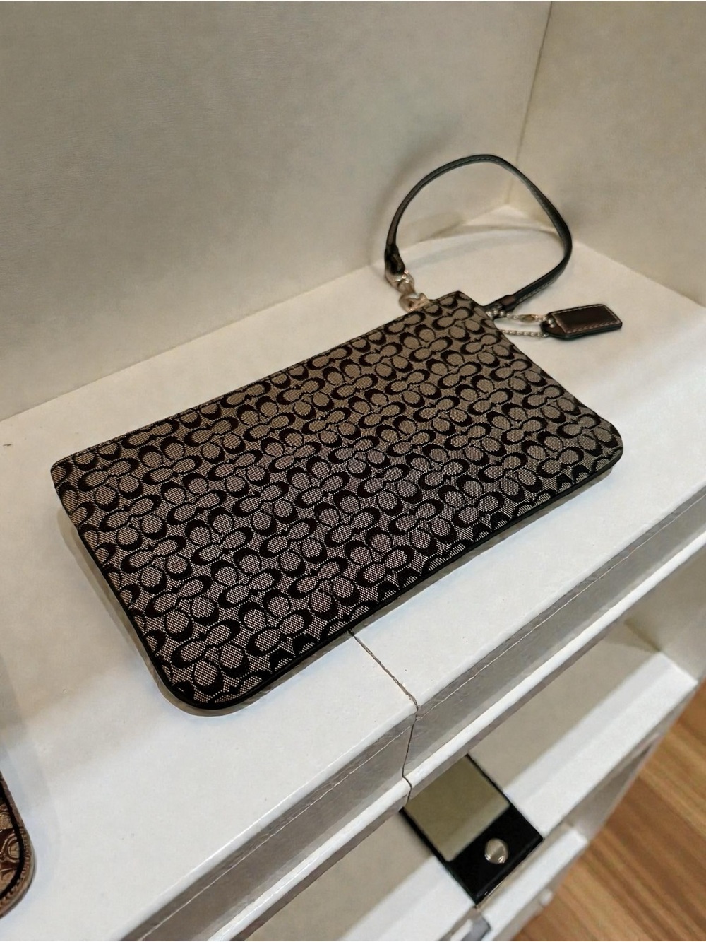 Coach Gray and Black Signature Jacquard Wristlet - Picture 2 of 4